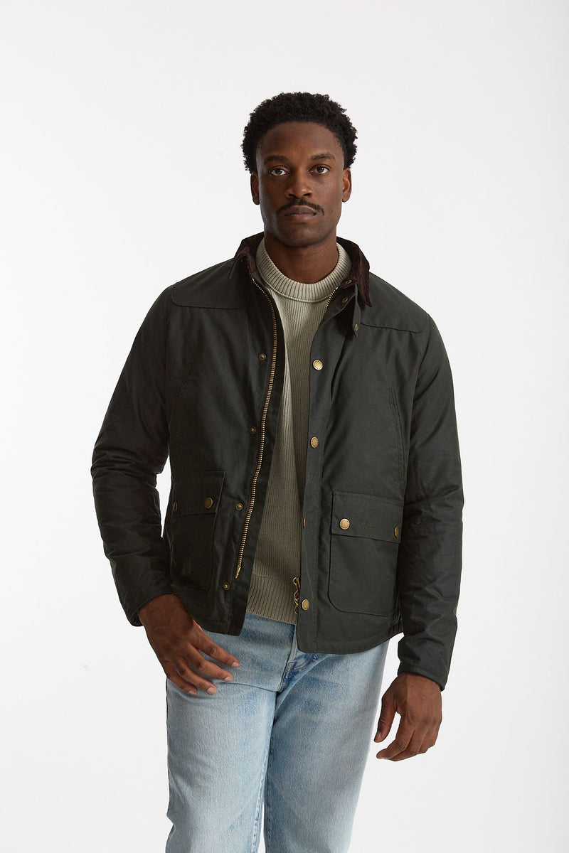 Giubbino REELIN WAX JACKET in cotone cerato sage-verde men Barbour - 1