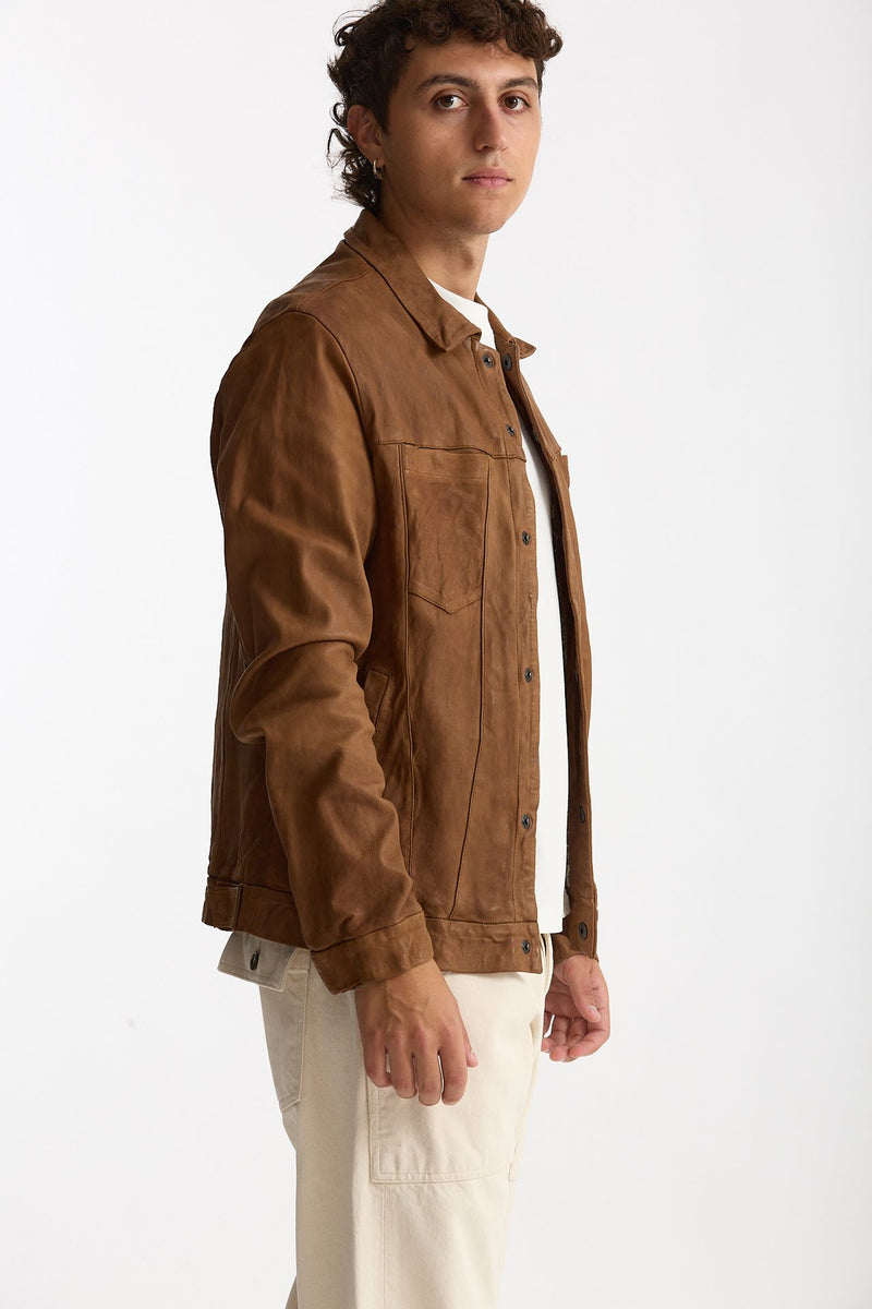 Giubbino in pelle lavata cammello men Giorgio brato - 3