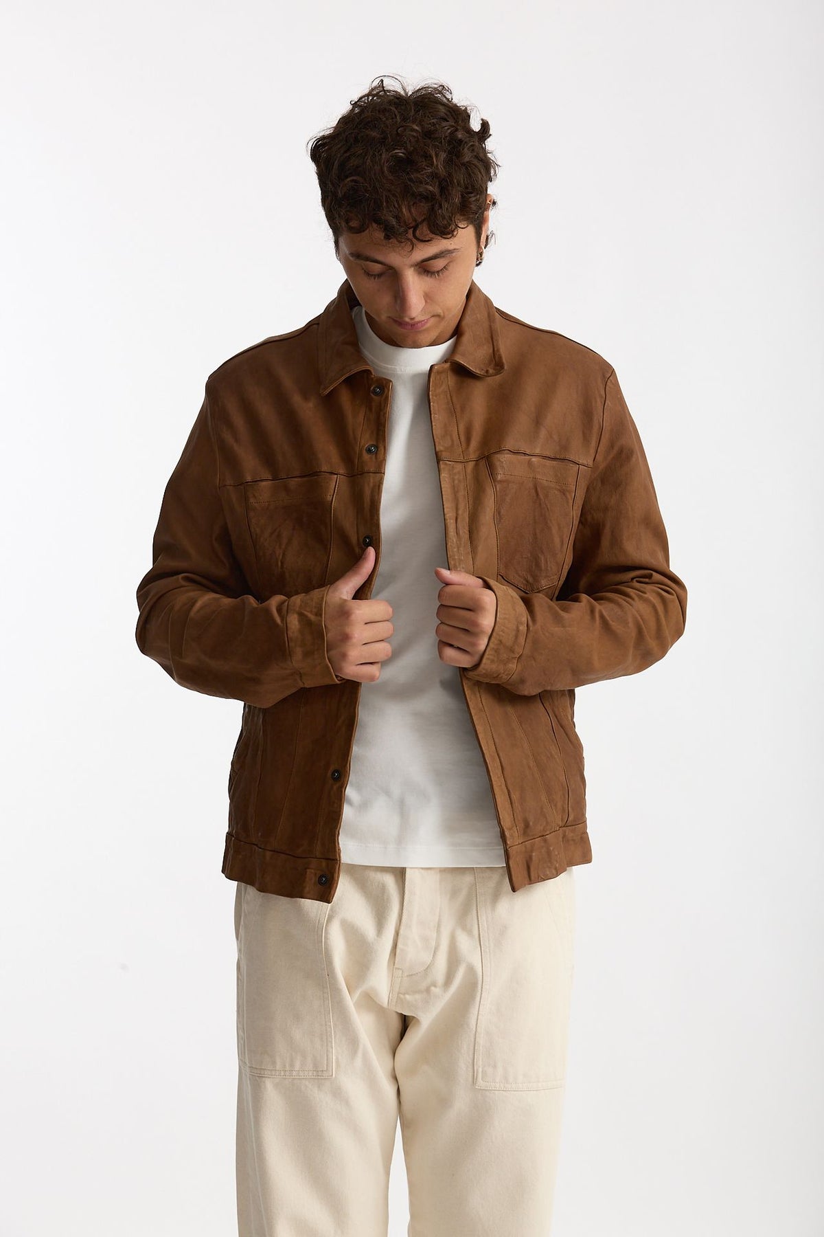 Giubbino in pelle lavata cammello men Giorgio brato - 5