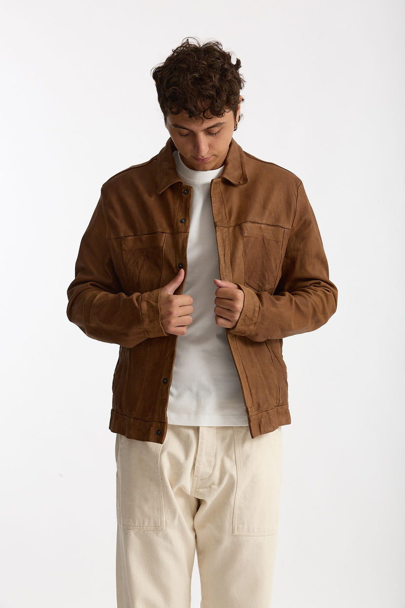 Giubbino in pelle lavata cammello men Giorgio brato - 5