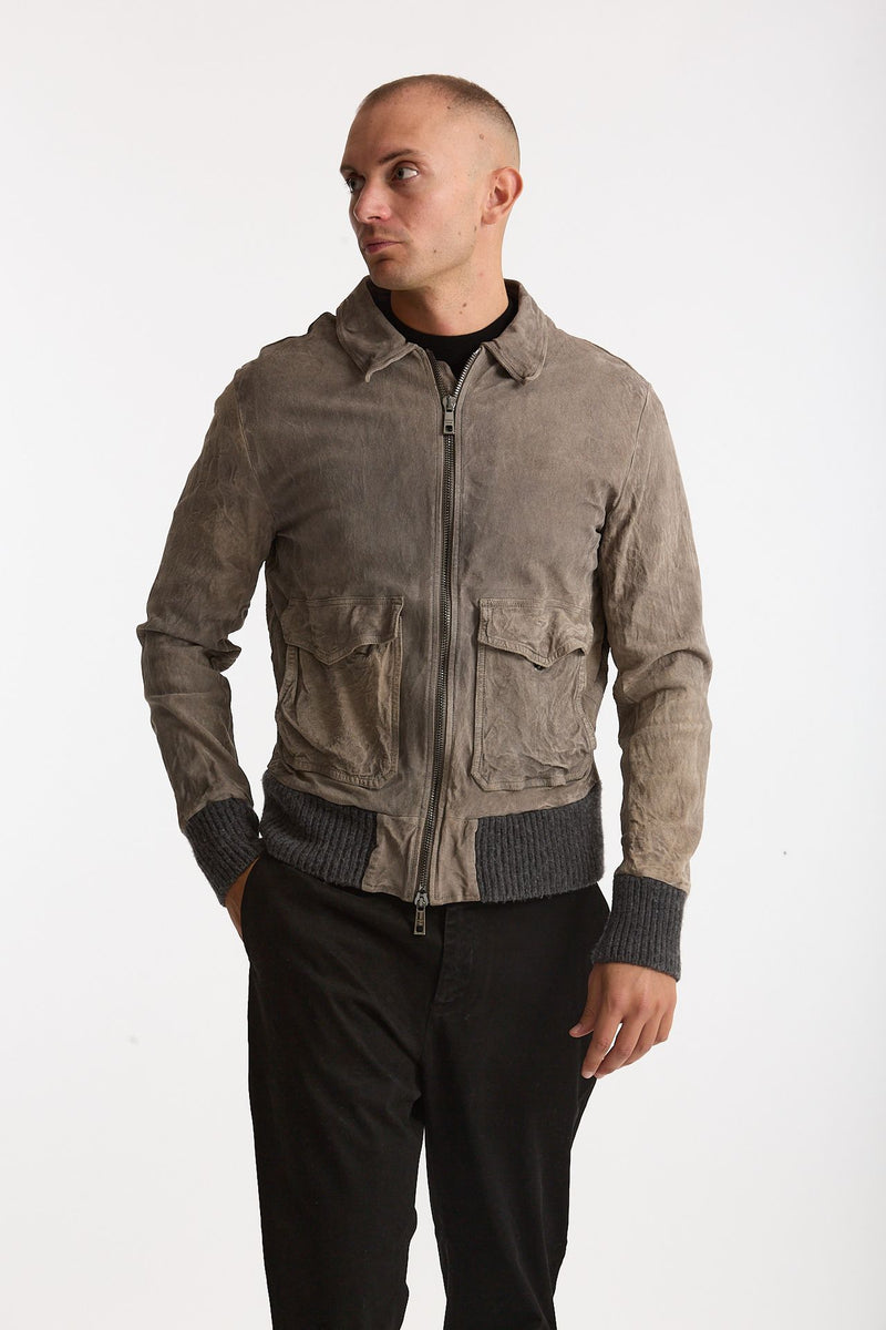 Giubbino in pelle lavata grigio chiaro men Giorgio brato - 4