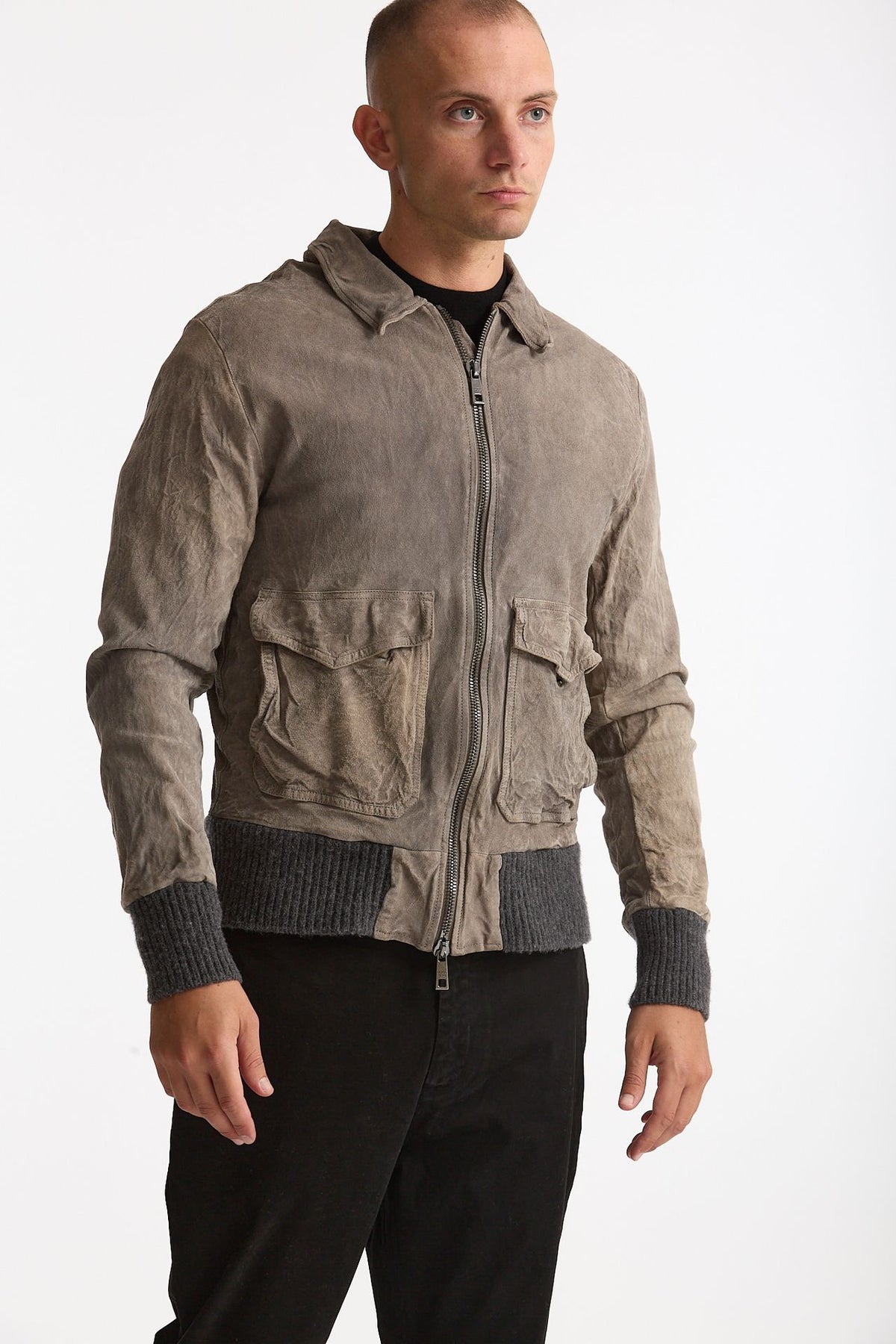 Giubbino in pelle lavata grigio chiaro men Giorgio brato - 6