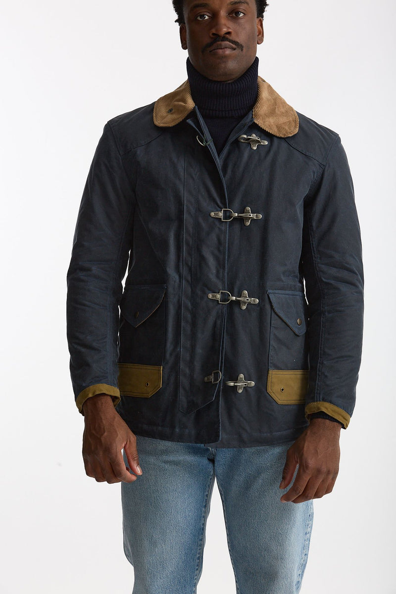 Giubbino BEDFORD WAXED fireman blu men Chesapeake's - 7