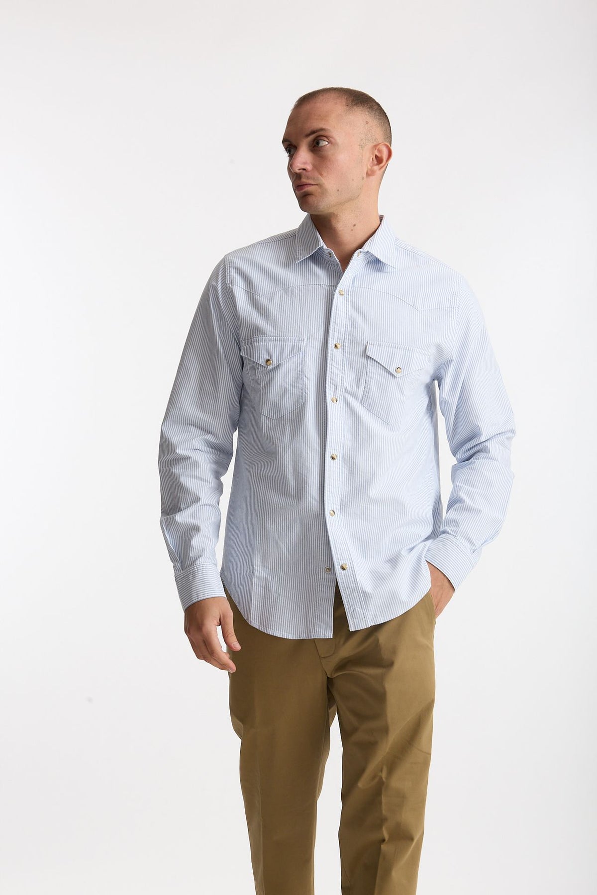 Camicia texana bianco e azzurro men Chesapeake's - 1