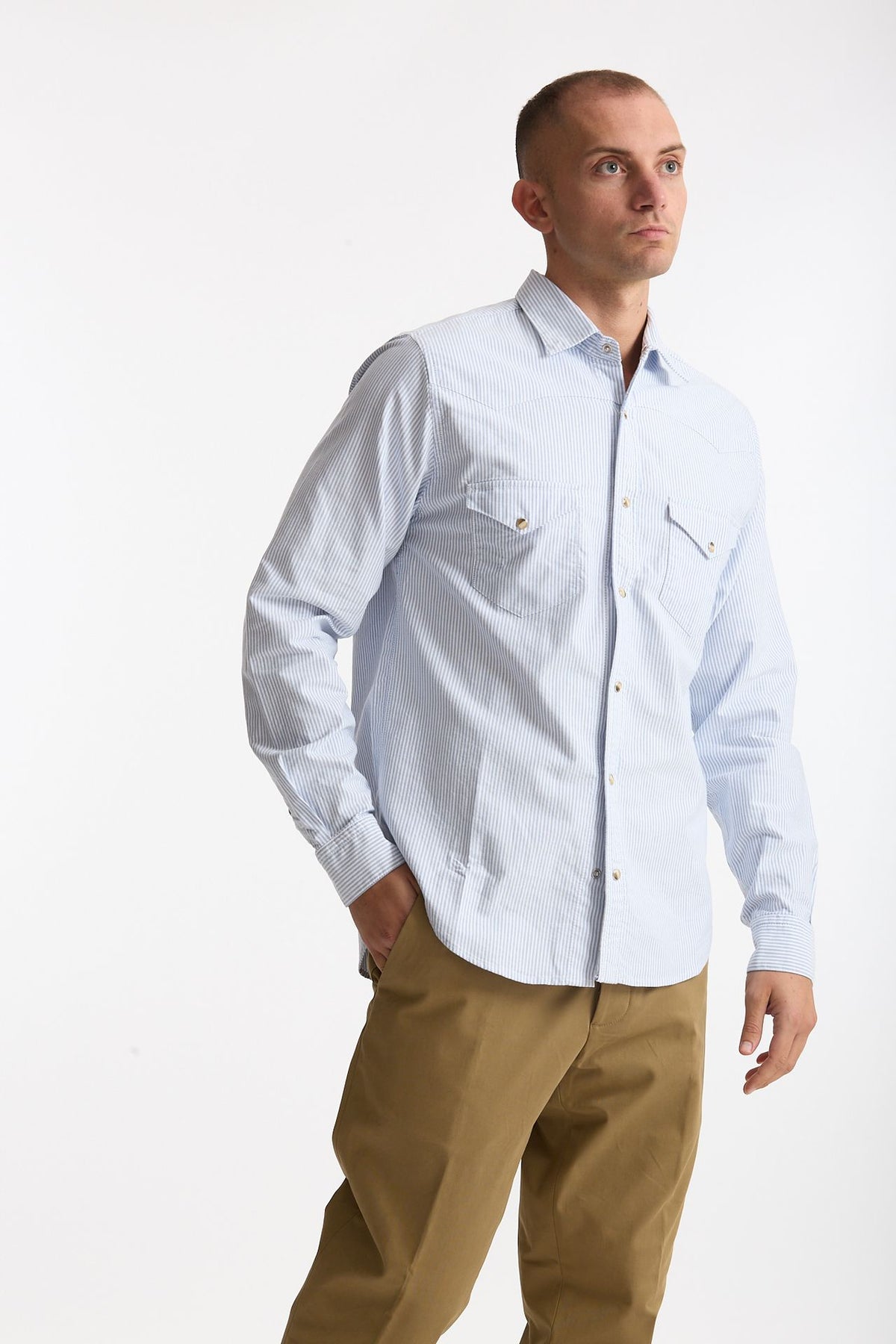 Camicia texana bianco e azzurro men Chesapeake's - 4
