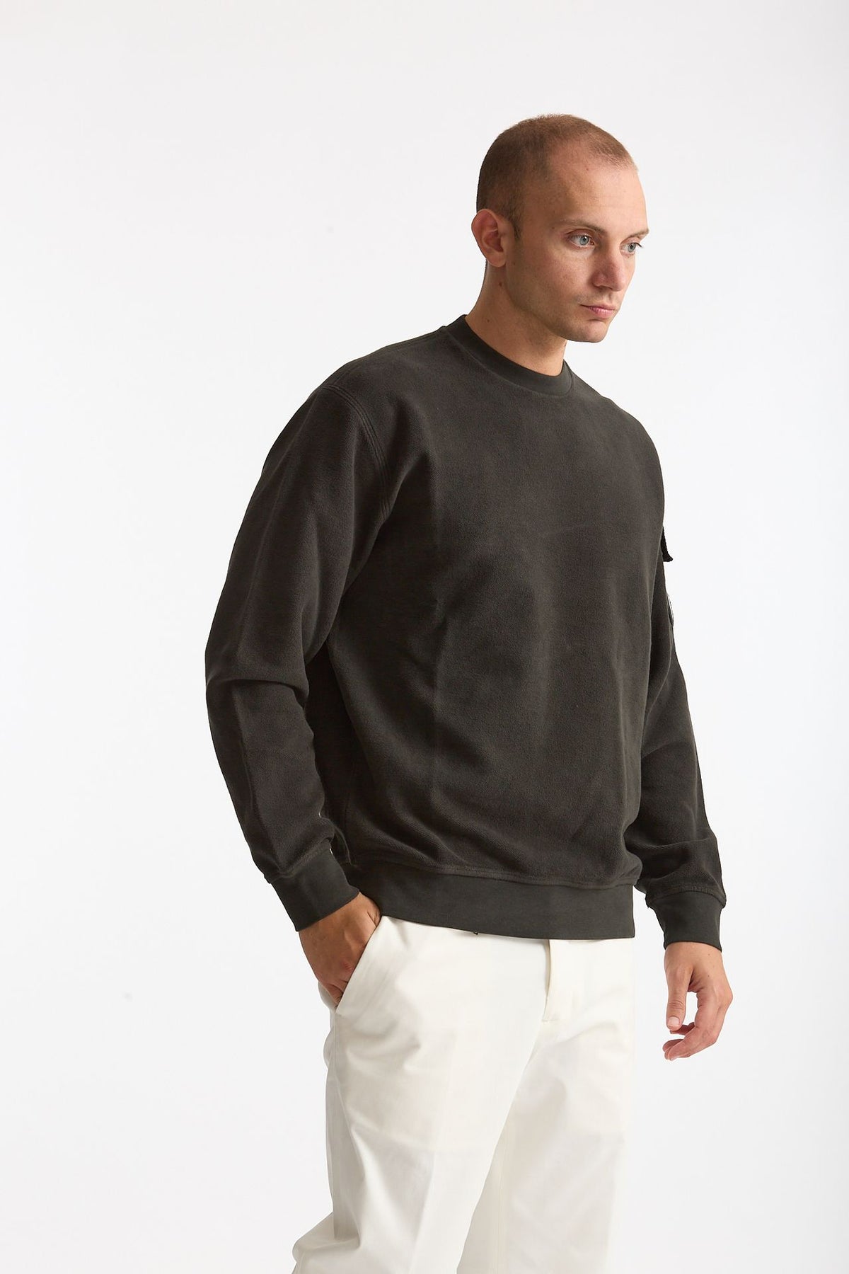 Felpa BRUSHED AND EMERIZED DIAGONAL FLEECE in cotone antracite men C.p. company - 5