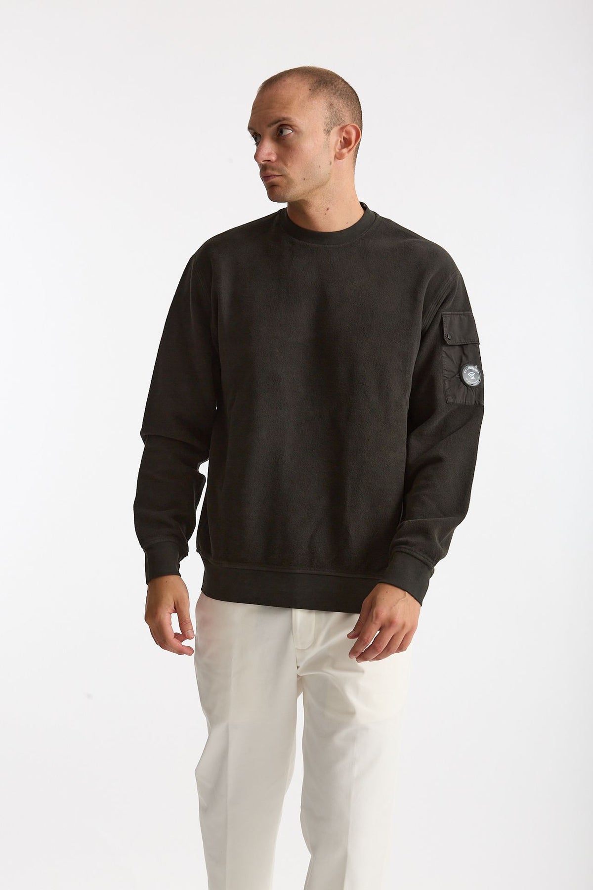 Felpa BRUSHED AND EMERIZED DIAGONAL FLEECE in cotone antracite men C.p. company - 3
