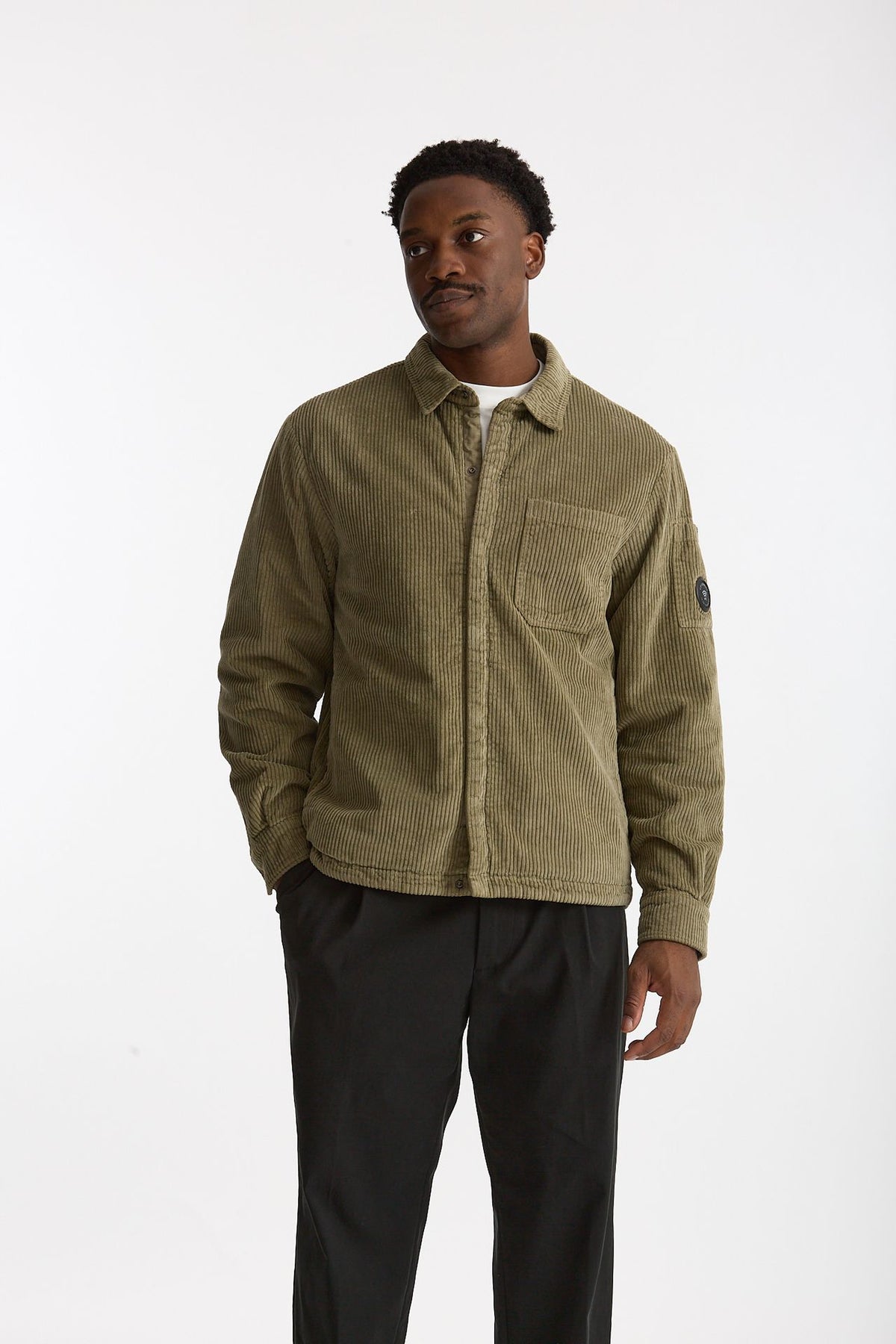 Overshirt velluto a coste in cotone verde men C.p. company - 2