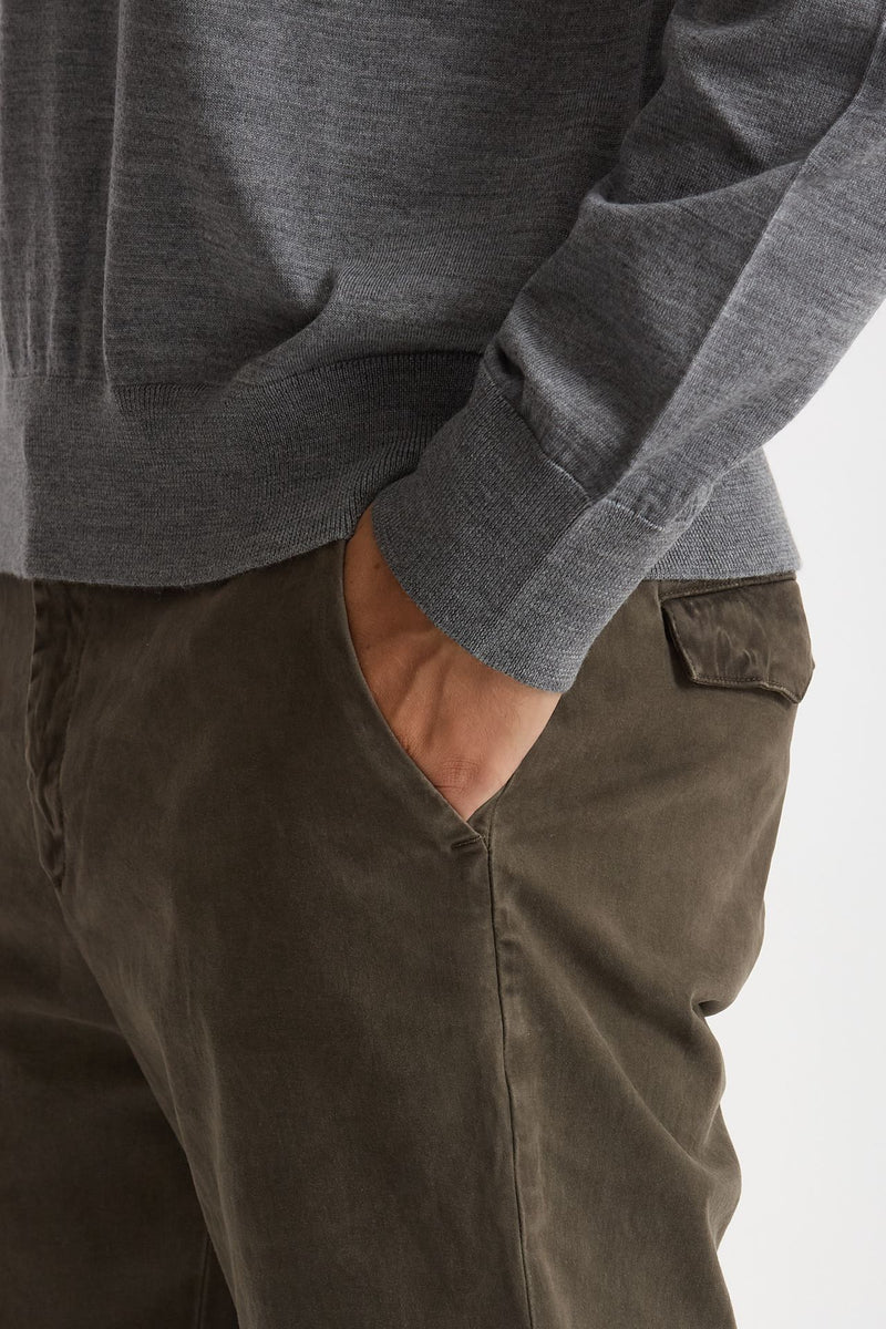 Pantalone PRINCE in cotone stretch lavato marrone men Department five - 6