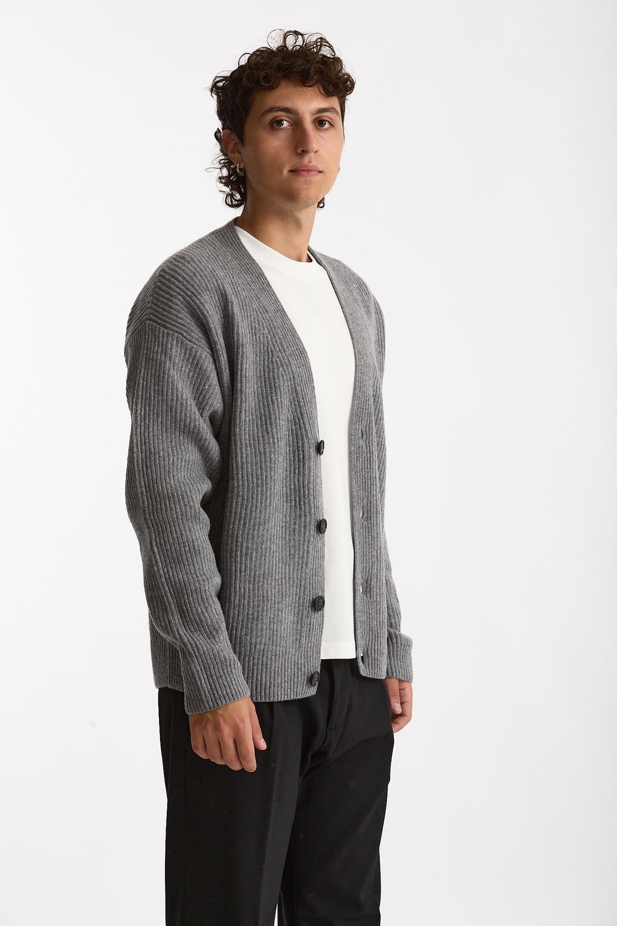 Cardigan in lana grigio men Diana studio - 3