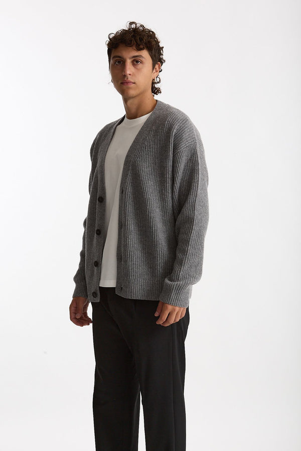 Cardigan in lana grigio men Diana studio