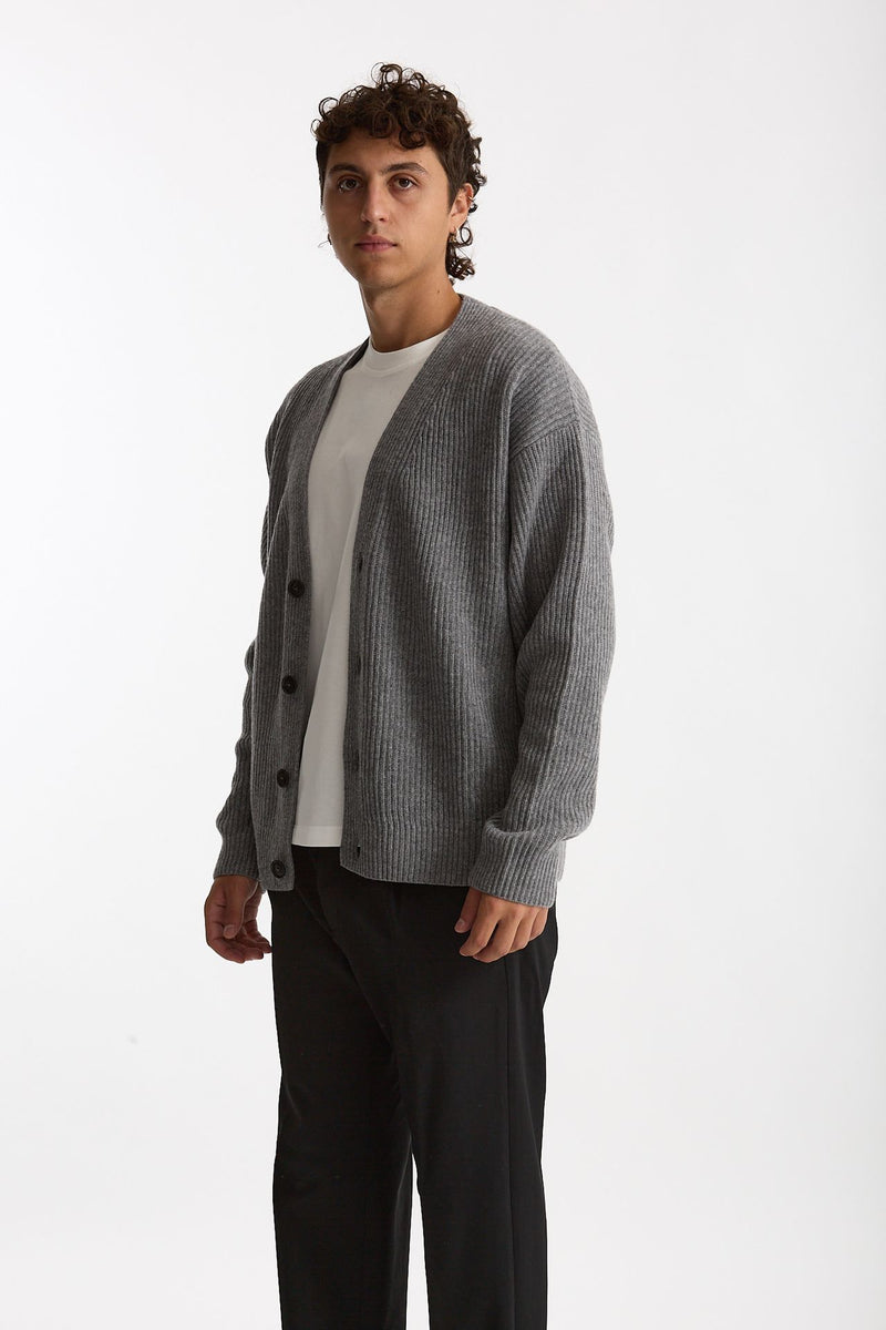 Cardigan in lana grigio men Diana studio - 1