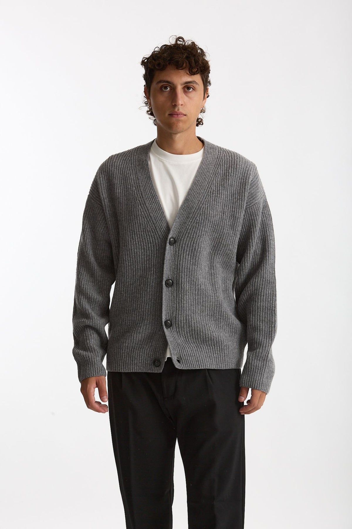 Cardigan in lana grigio men Diana studio - 5