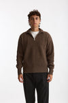 Maglia Mezza zip in lana marrone men Diana studio - 1