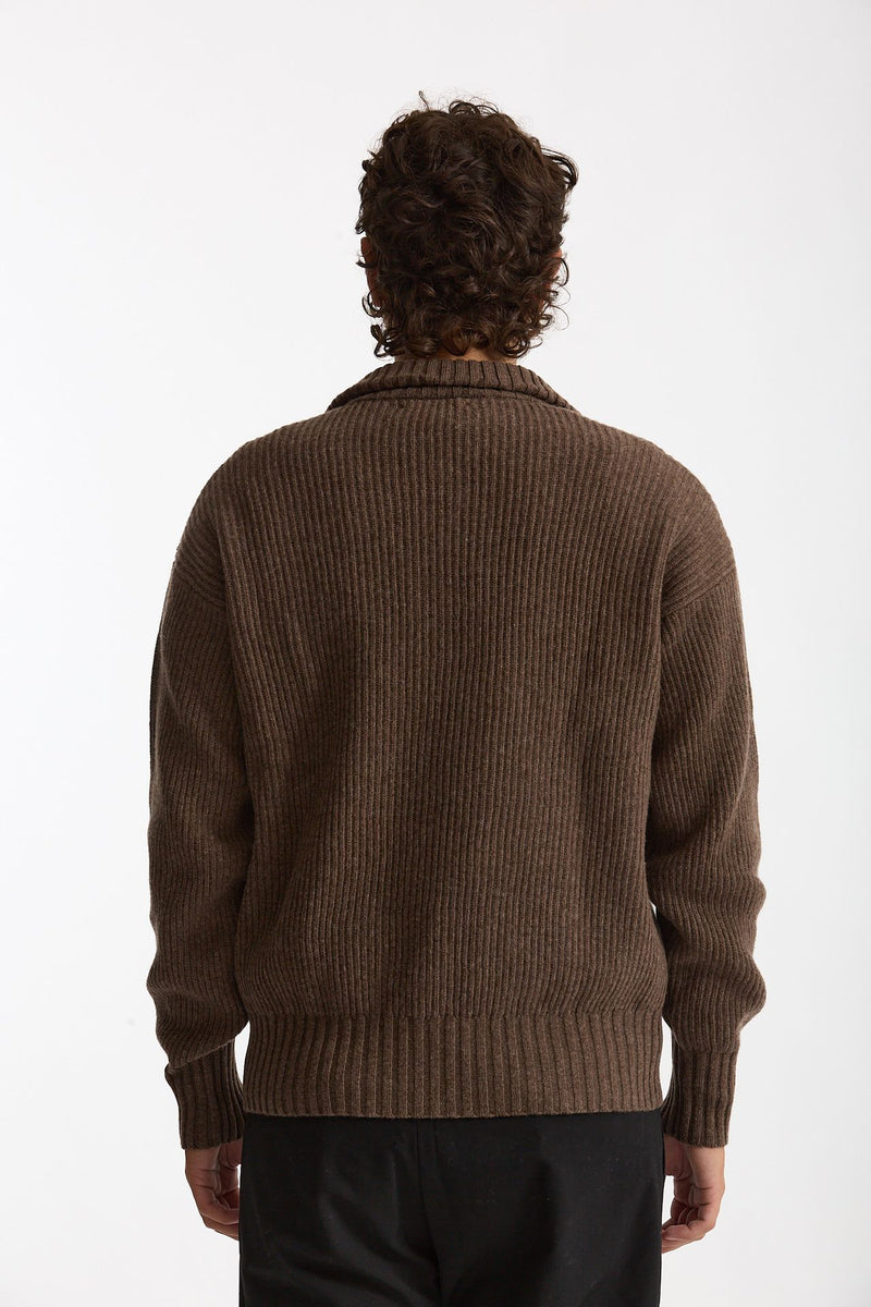 Maglia Mezza zip in lana marrone men Diana studio - 4