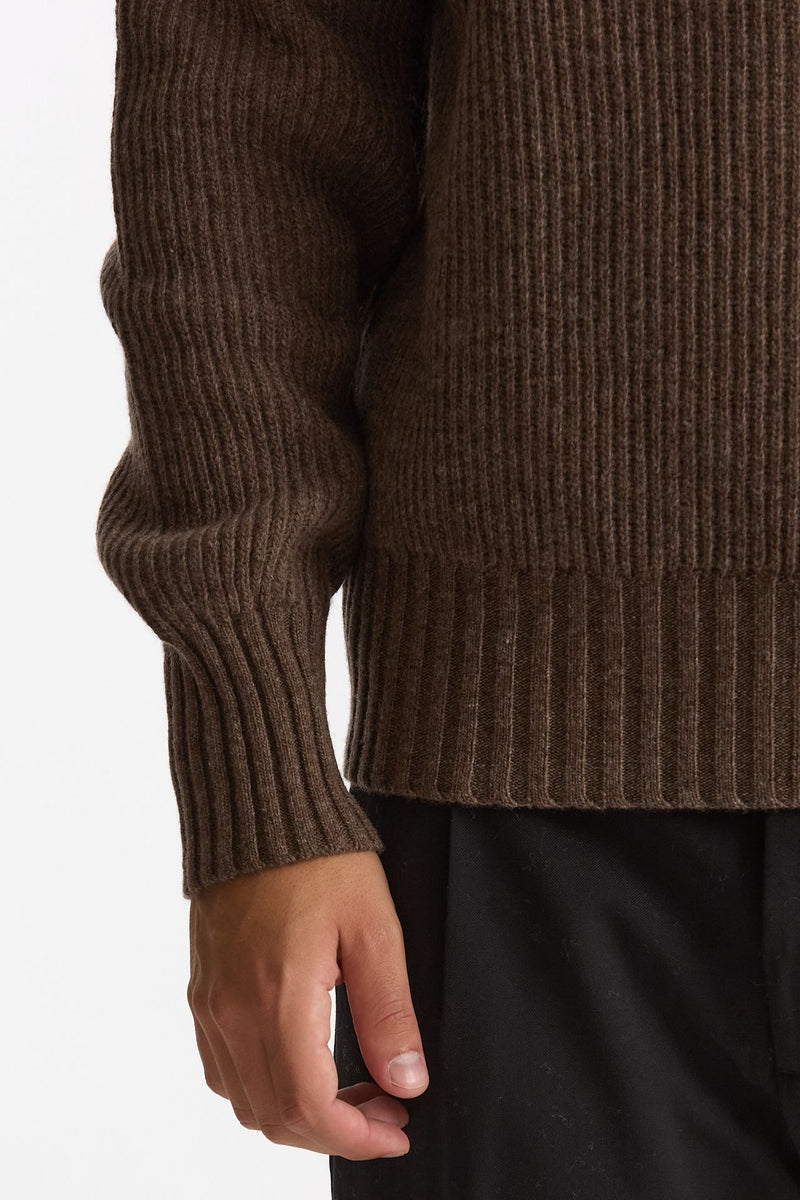 Maglia Mezza zip in lana marrone men Diana studio - 7