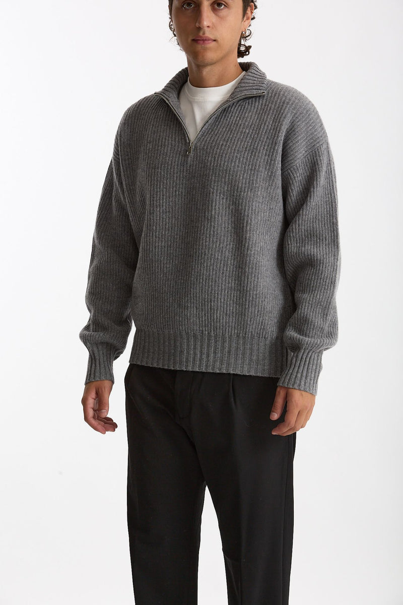 Maglia Mezza zip in lana grigio men Diana studio - 1