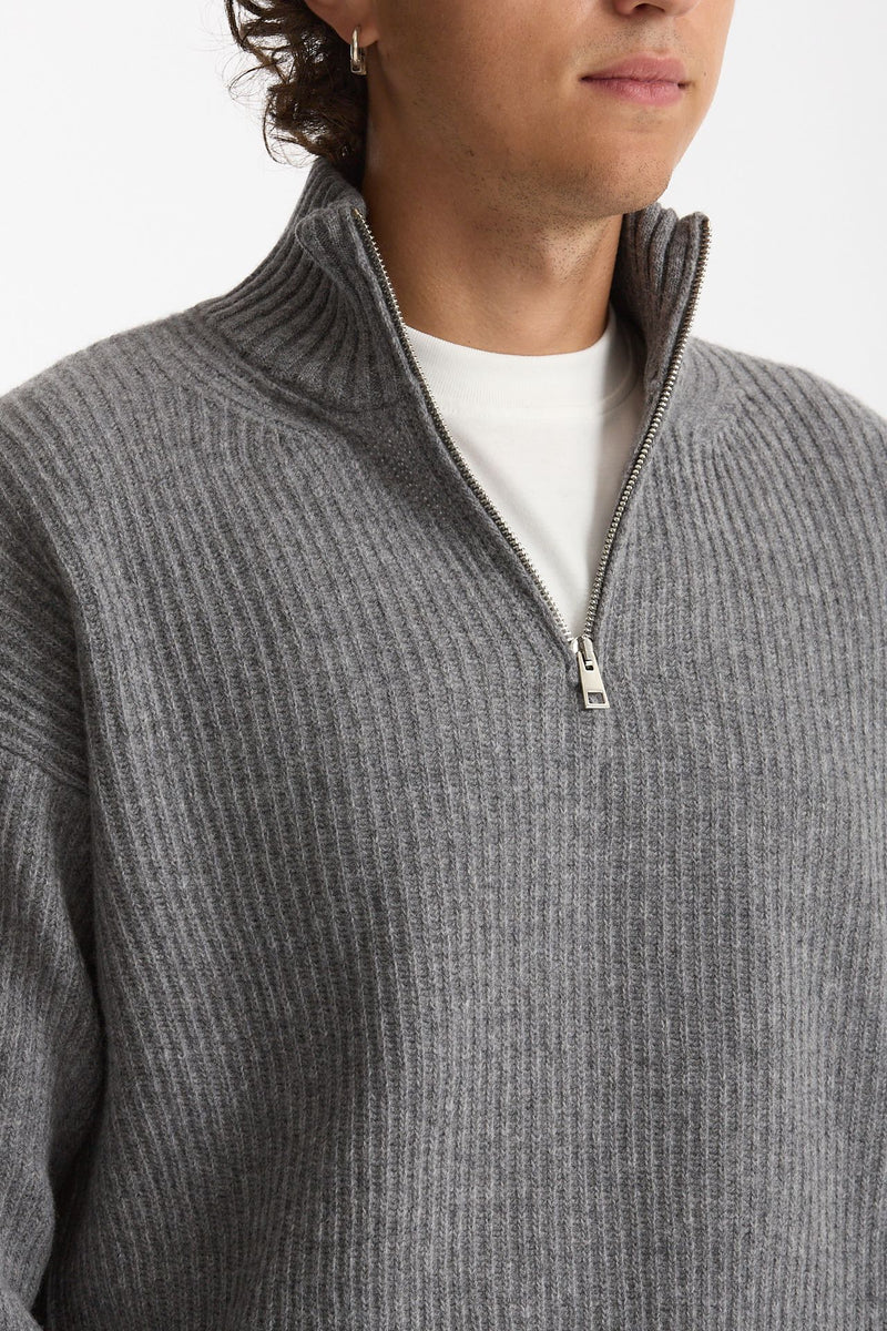 Maglia Mezza zip in lana grigio men Diana studio - 3