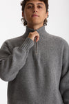 Maglia Mezza zip in lana grigio men Diana studio - 6