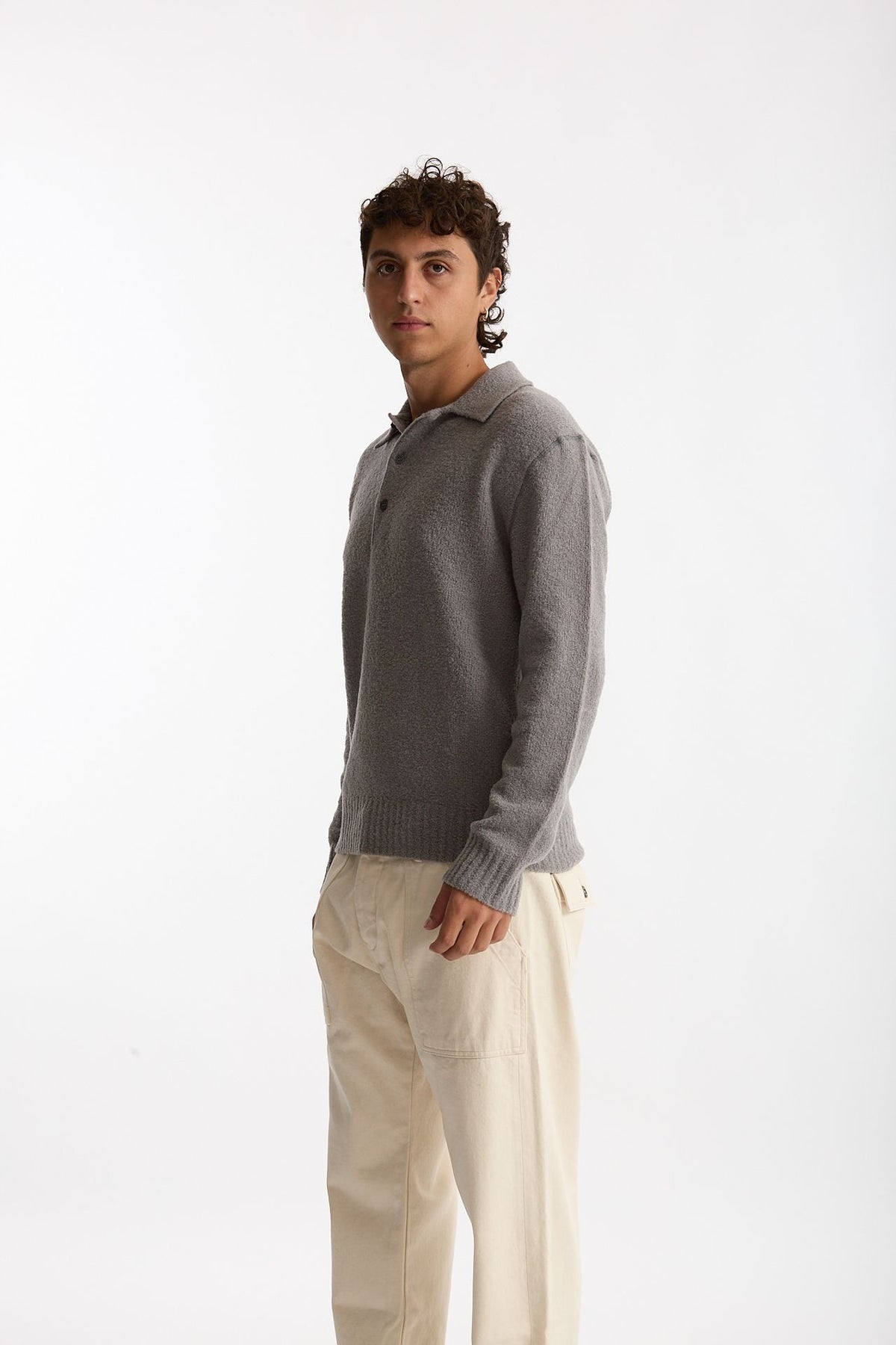 Polo in lana boucle’ grigio men Diana studio - 5