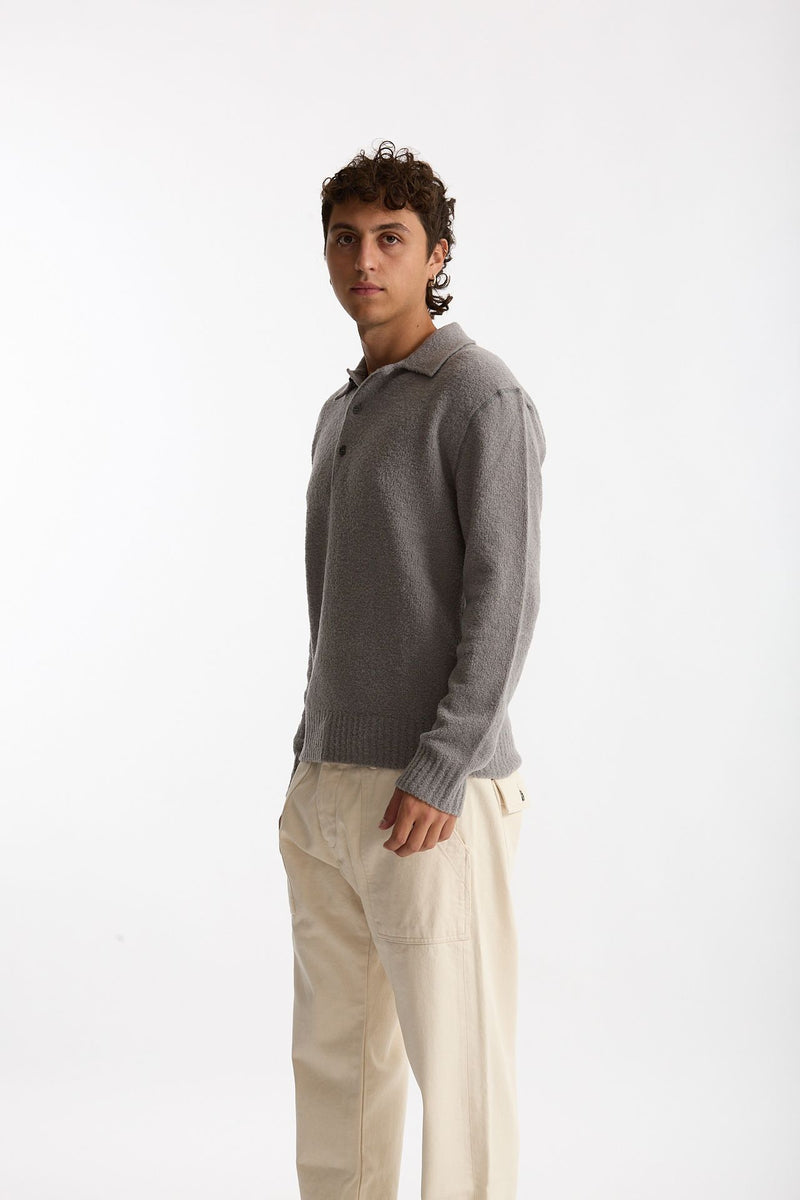 Polo in lana boucle’ grigio men Diana studio - 5