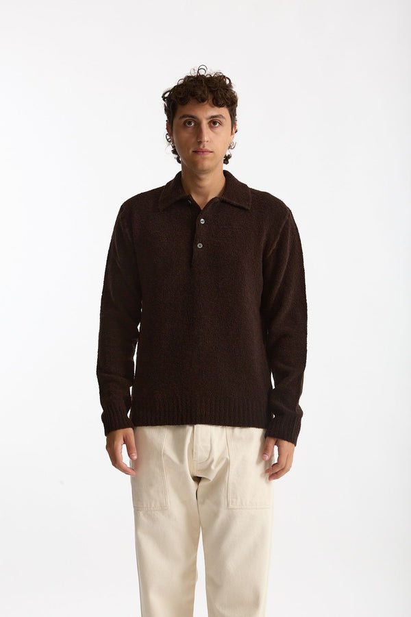 Polo in lana boucle’ marrone men Diana studio