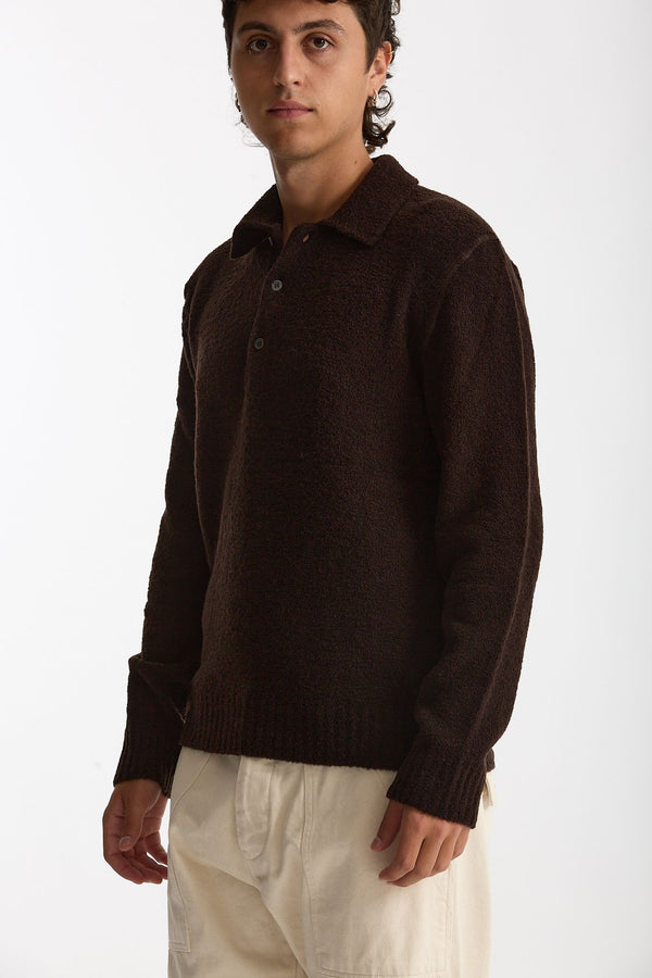Polo in lana boucle’ marrone men Diana studio