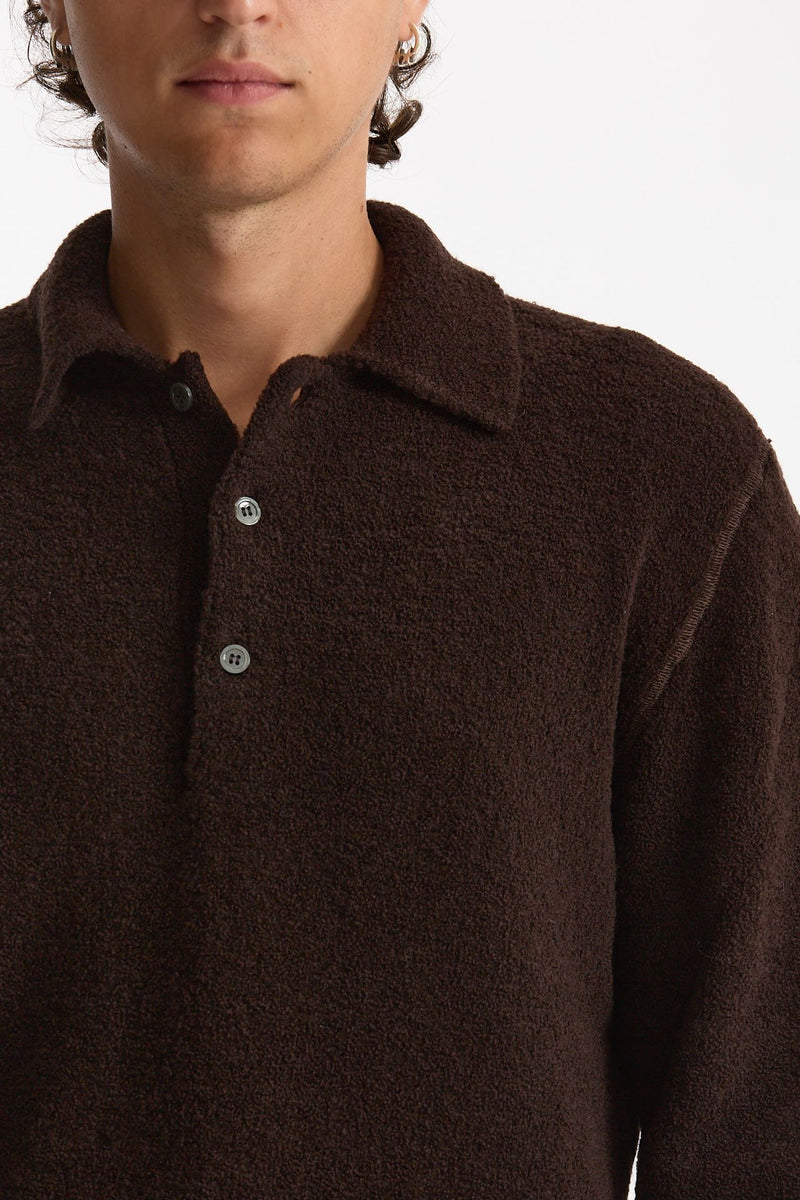 Polo in lana boucle’ marrone men Diana studio - 5