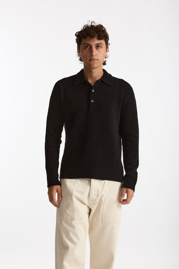 Polo in lana boucle’ nero men Diana studio
