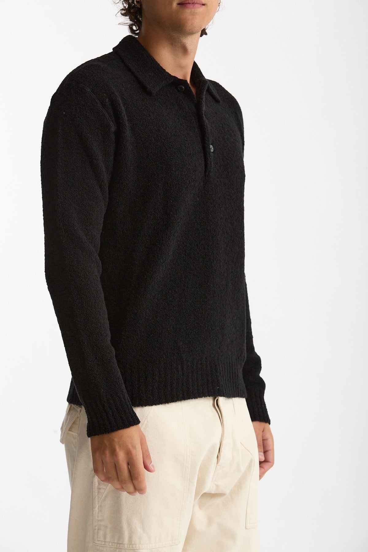 Polo in lana boucle’ nero men Diana studio - 1