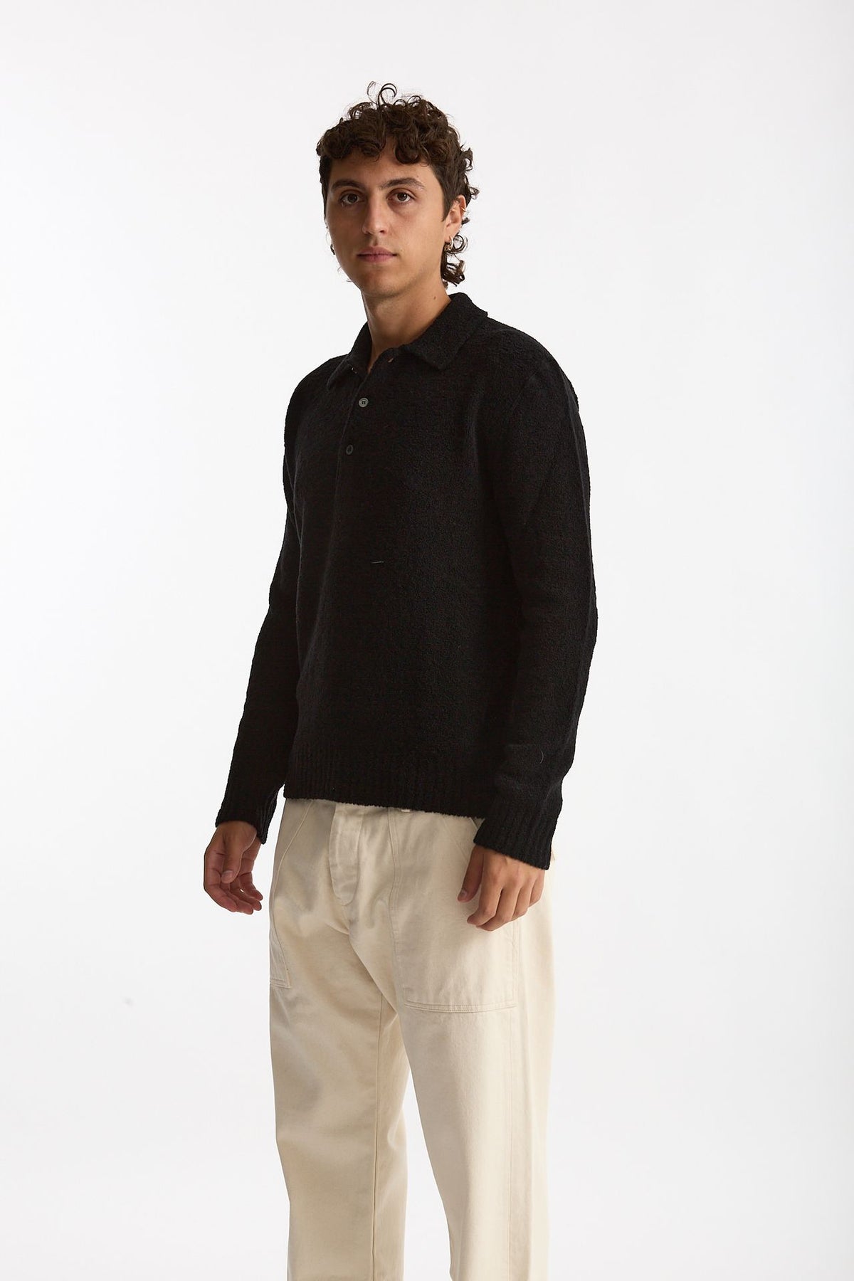 Polo in lana boucle’ nero men Diana studio - 4