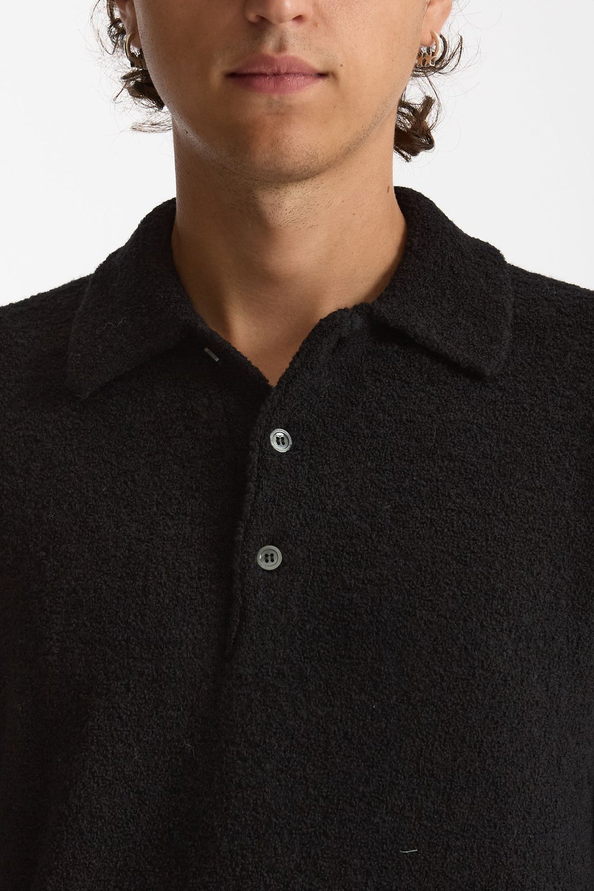 Polo in lana boucle’ nero men Diana studio - 5