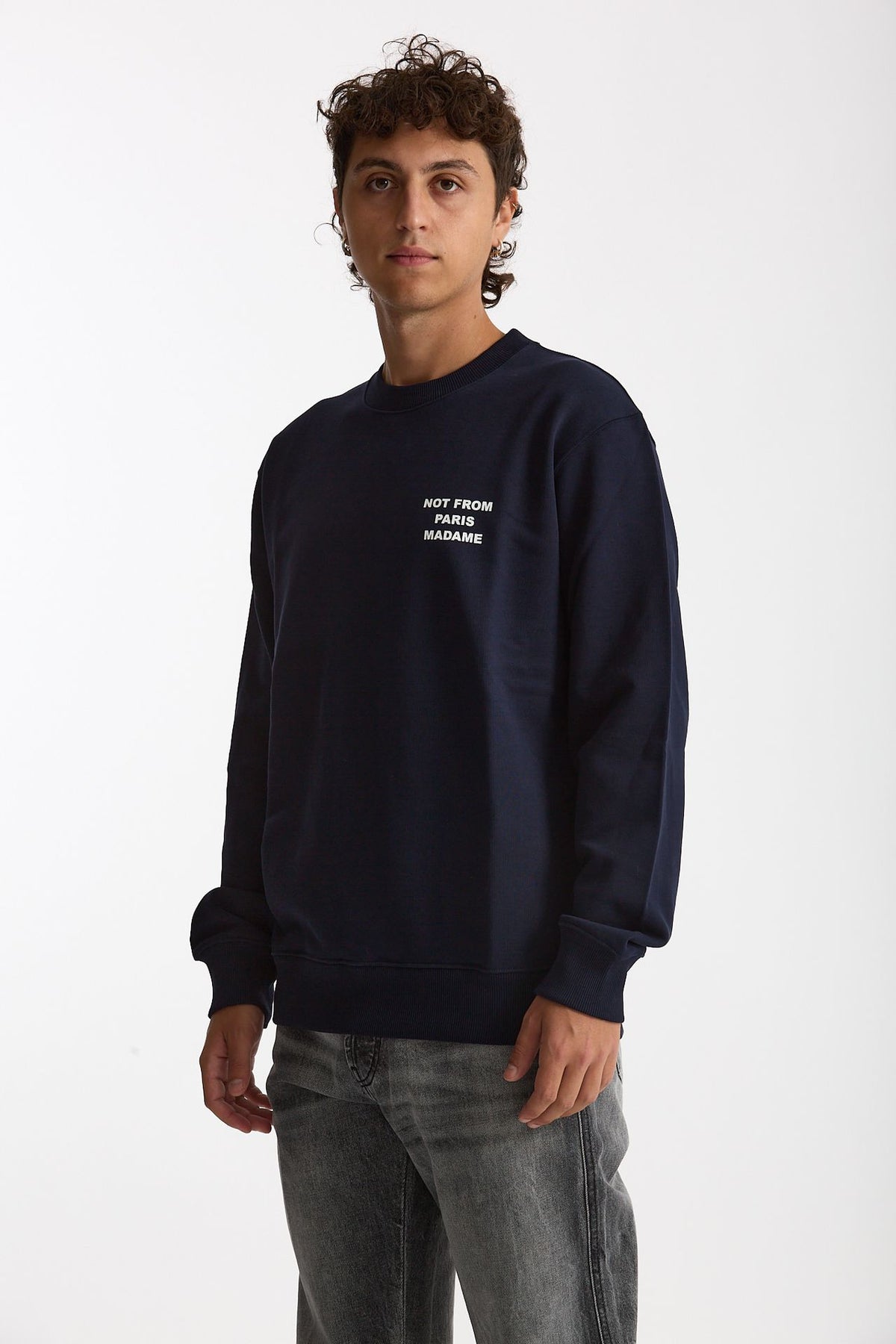 Felpa girocollo in cotone blu men Drôle de monsieur - 5