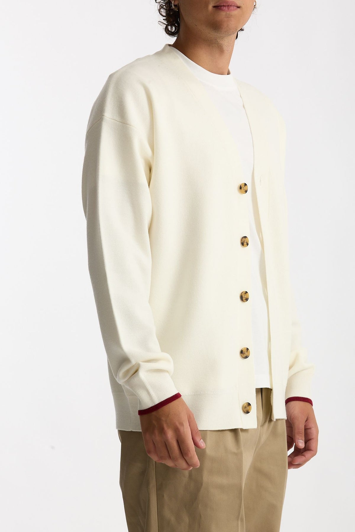 Cardigan in Lana merinos panna men Drôle de monsieur - 2