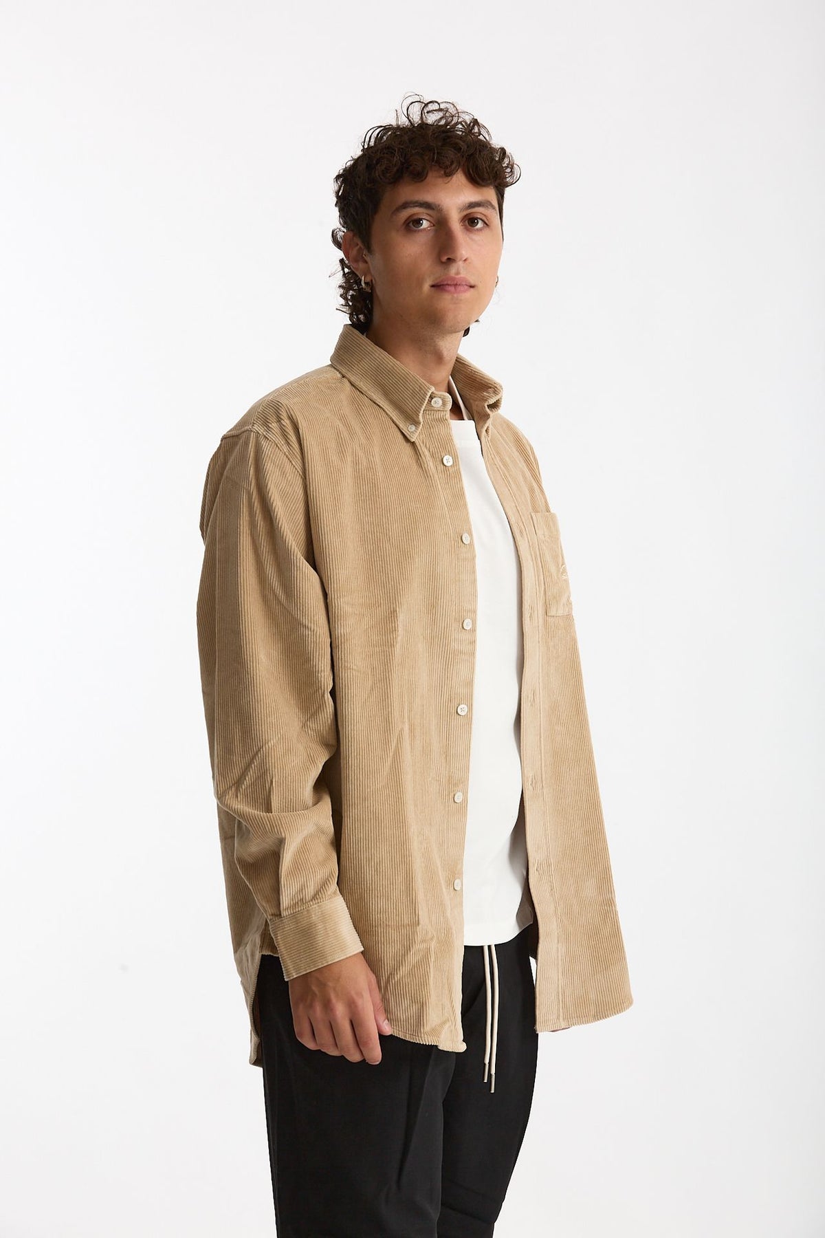 Camicia in velluto beige men Drôle de monsieur - 4