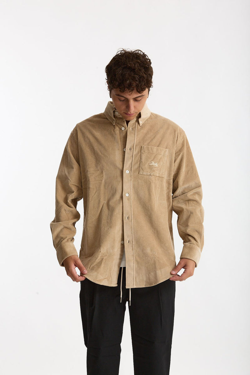 Camicia in velluto beige men Drôle de monsieur - 6