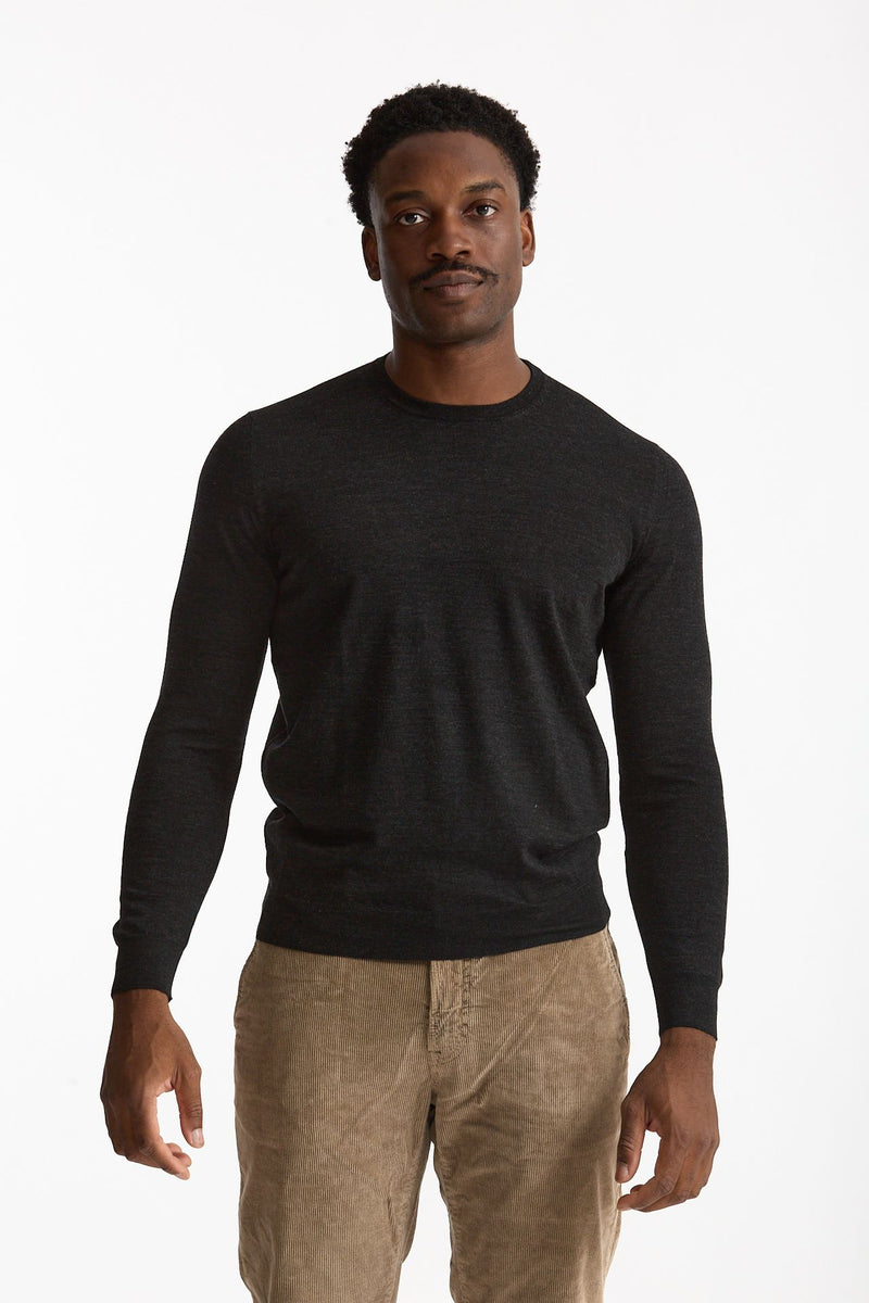Maglia in lana rasata MODERN grigio antracite men Drumohr - 3