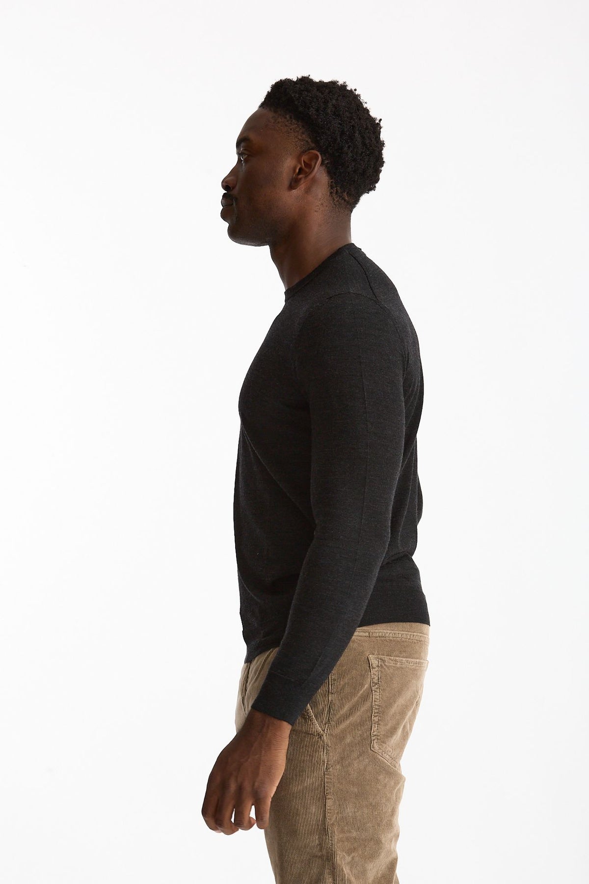 Maglia in lana rasata MODERN grigio antracite men Drumohr - 4