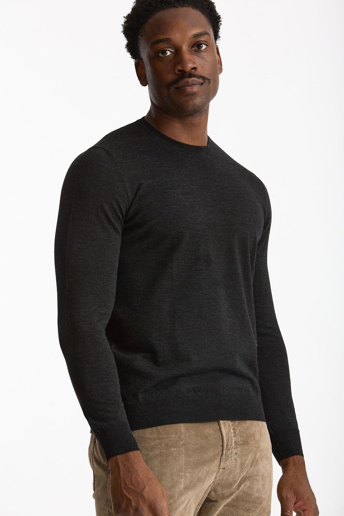 Maglia in lana rasata MODERN grigio antracite men Drumohr - 1
