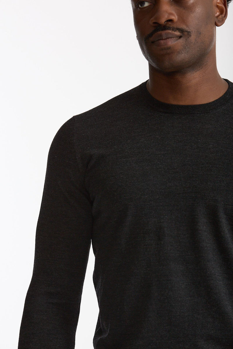 Maglia in lana rasata MODERN grigio antracite men Drumohr - 5