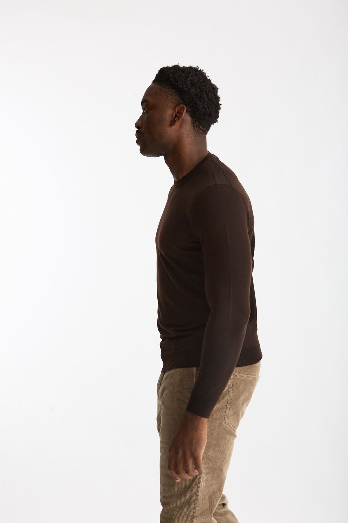 Maglia in lana rasata MODERN marrone men Drumohr - 3