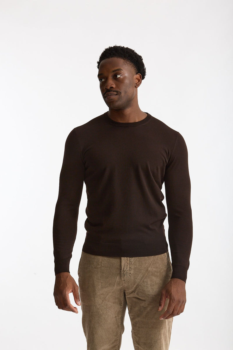 Maglia in lana rasata MODERN marrone men Drumohr - 1