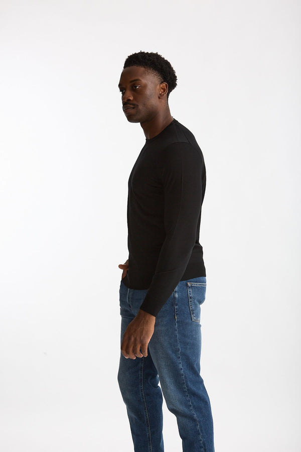 Maglia in lana rasata MODERN nero men Drumohr