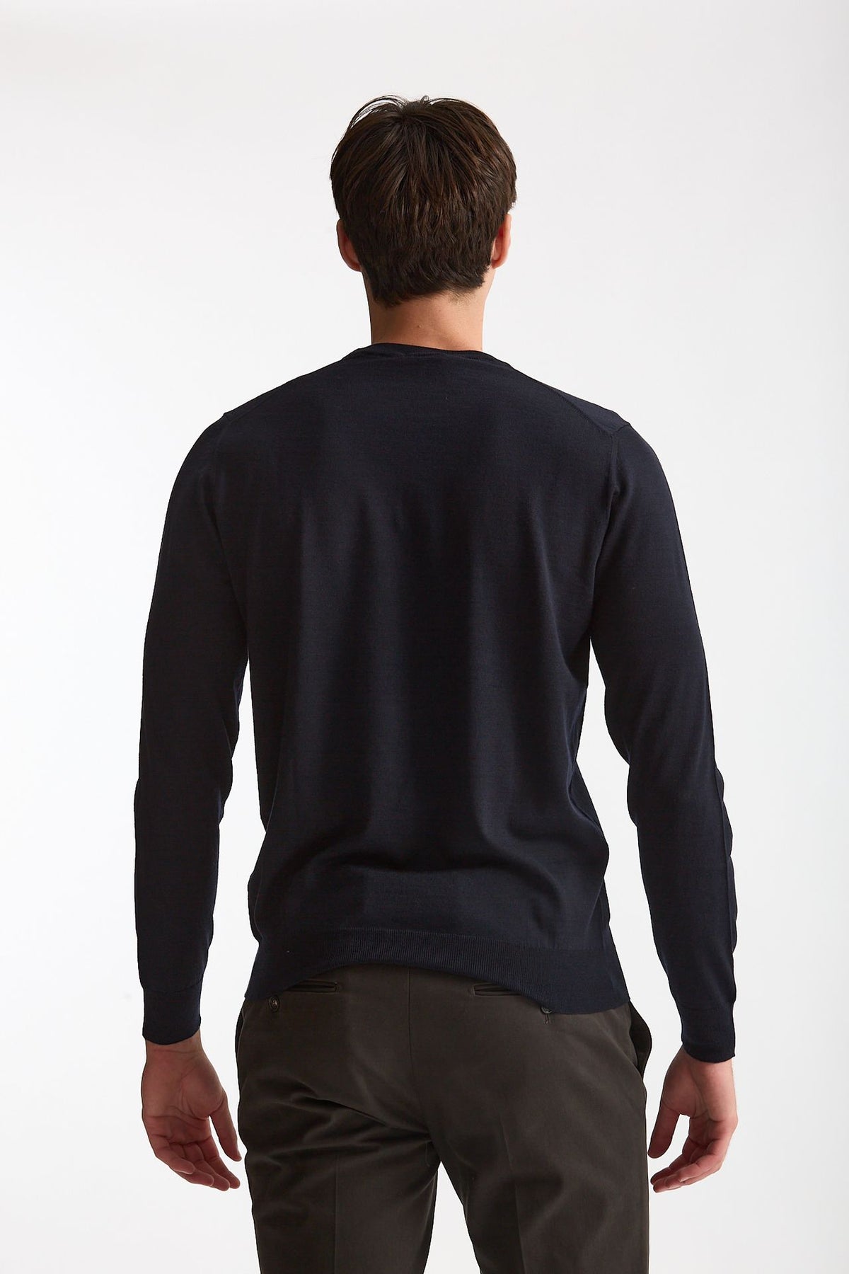 Maglia in lana rasata MODERN blu men Drumohr - 3