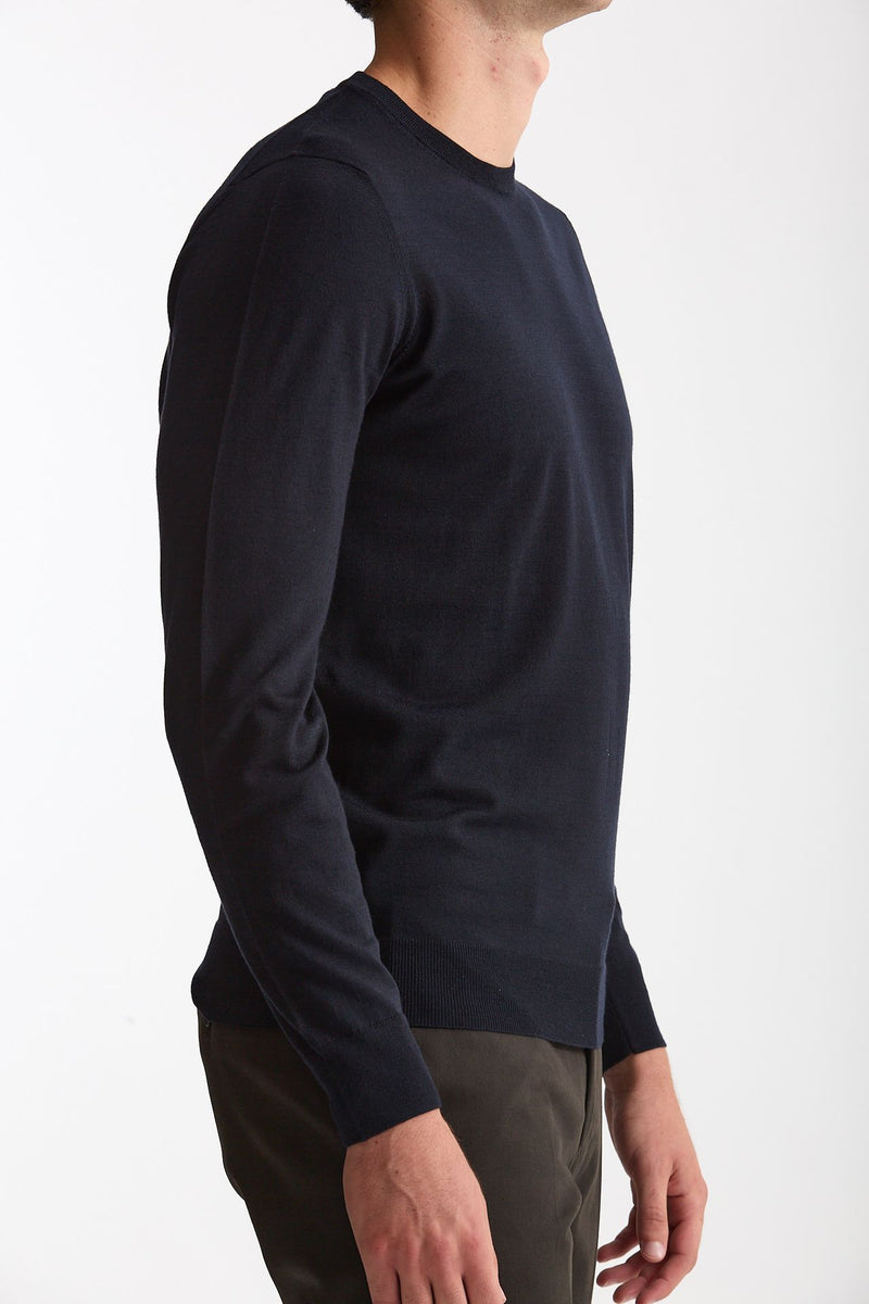 Maglia in lana rasata MODERN blu men Drumohr - 4