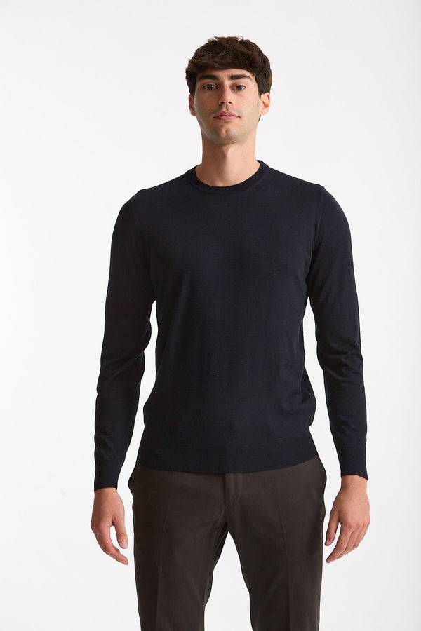 Maglia in lana rasata MODERN blu men Drumohr