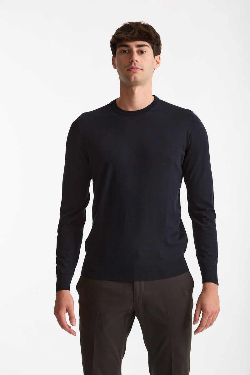 Maglia in lana rasata MODERN blu men Drumohr - 2