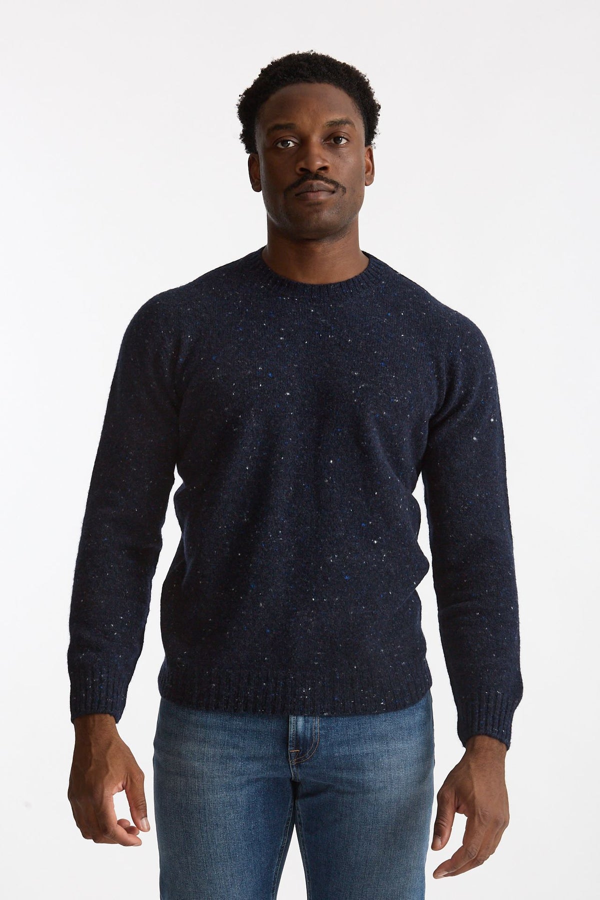 Maglia girocollo in lana e cashmere Tweed blu men Drumohr - 2