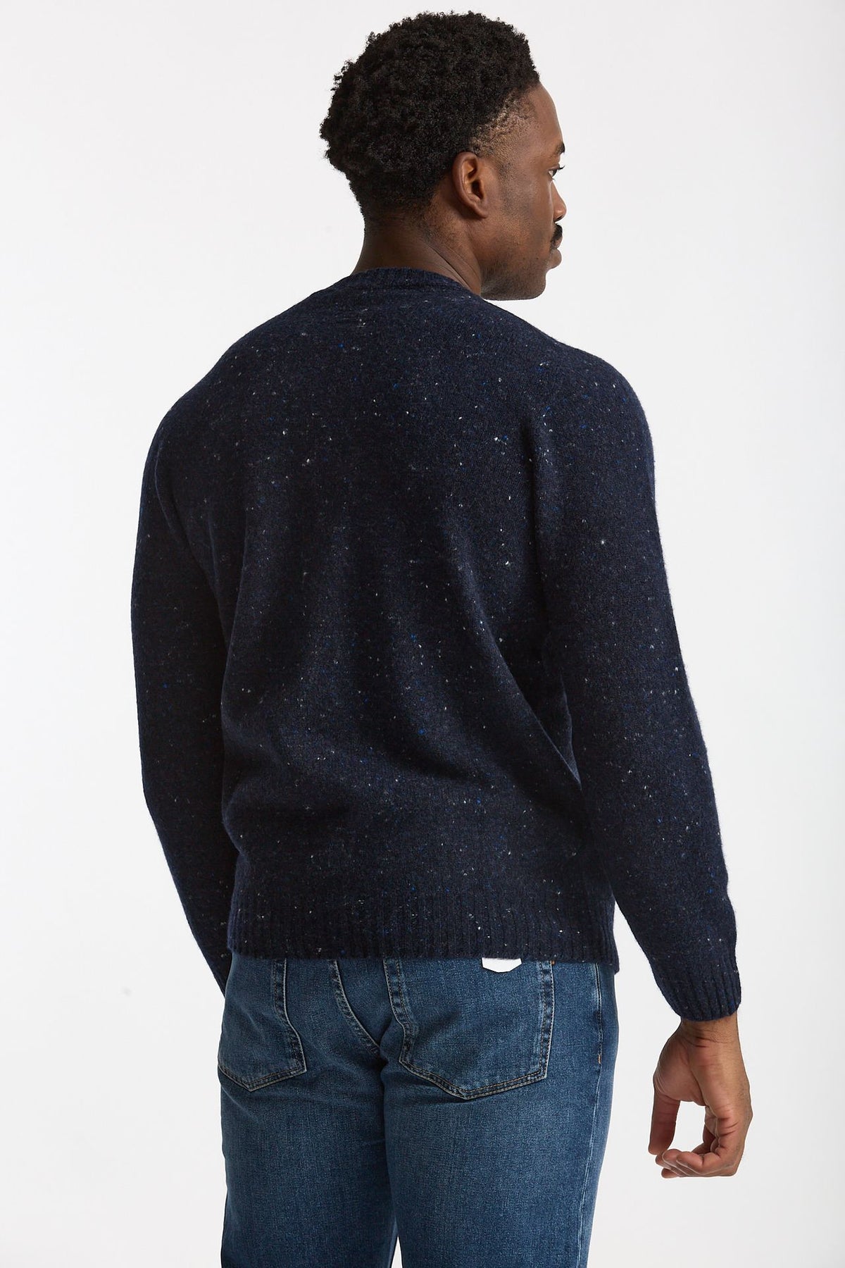 Maglia girocollo in lana e cashmere Tweed blu men Drumohr - 1