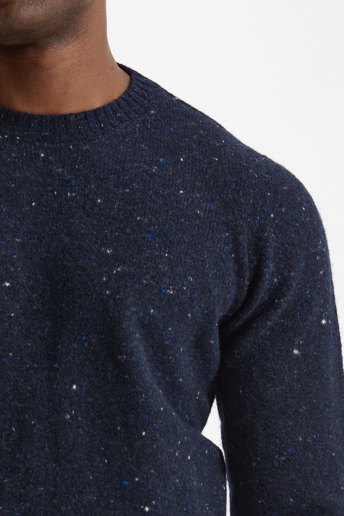 Maglia girocollo in lana e cashmere Tweed blu men Drumohr - 5